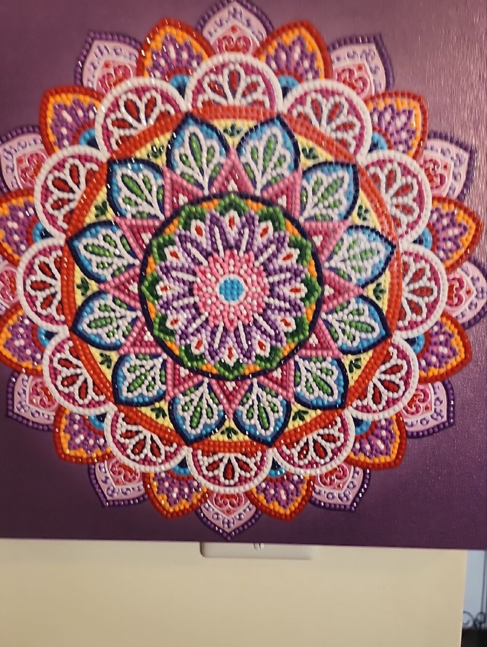 Diamond Painting finished. Purple Mandala Canvas Wall Art - Picture 5 of 7